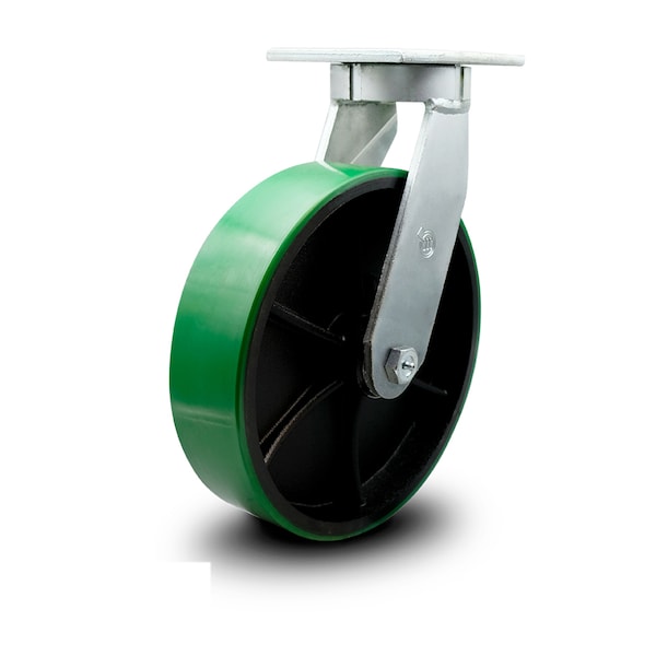 10 Inch Extra Heavy Duty Green Poly on Cast Iron Wheel Swivel Top Plate Caster